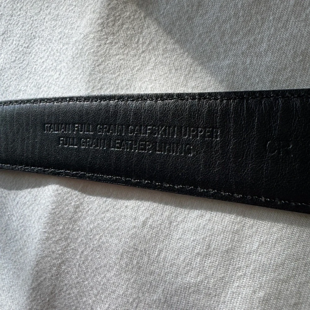 Roundtree&Yorke Concho Belt 42 Italian Full Grain Calfskin Black Leather Western